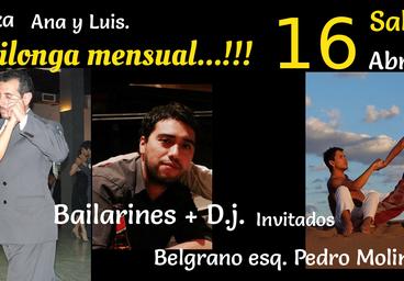 MILONGA MENSUAL  - SABADO 16 ABRIL 2016.